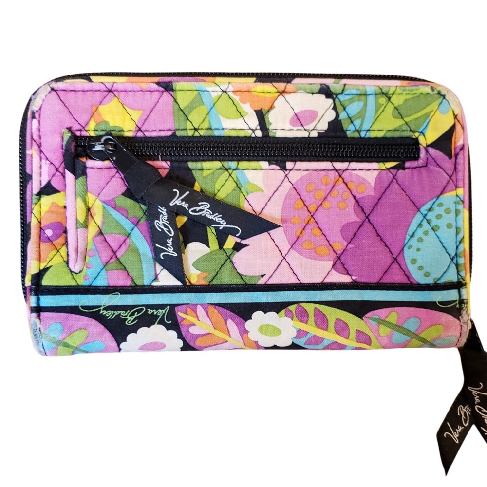 Vera Bradley Floral Wallet Snap Closure Zip Around Wristlet Pocket‎ Organizer - Picture 3 of 12